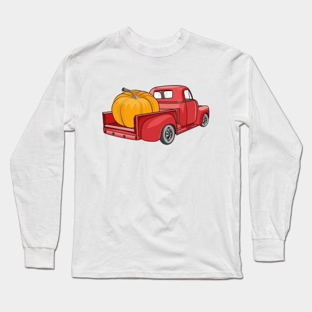 Pumpkin Truck Long Sleeve T-Shirt by Designoholic